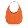 Savette Florence Small Orange Shoulder Bag With Open Top In Suede In Orange
