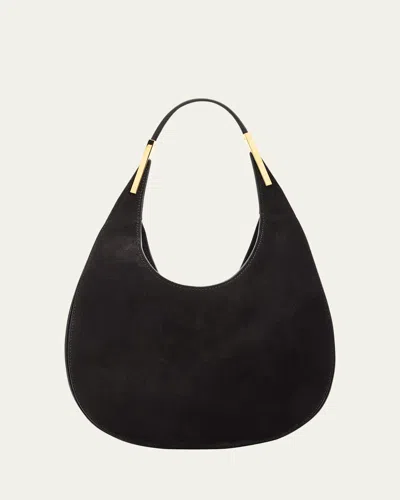 Savette Florence Small Suede Hobo Bag In Black