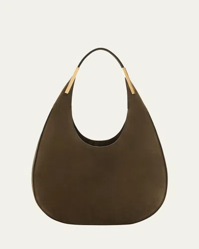 Savette Florence Small Suede Hobo Bag In Brown