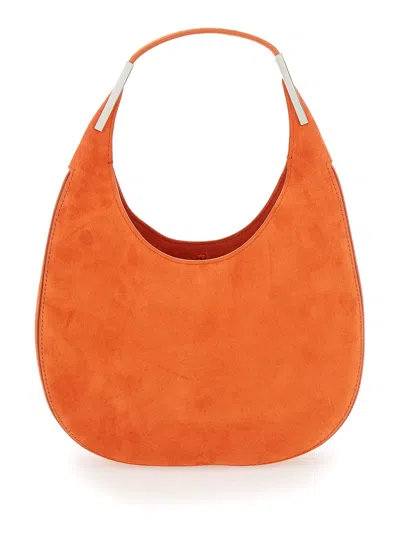 Savette Florence Small Suede Open-top Shoulder Handbag, Single Handle, Curved Design (24 X 29 X 5 Cm In Orange