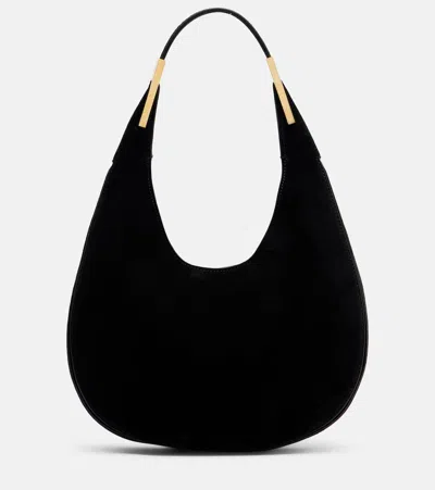 Savette Florence Small Suede Shoulder Bag In Black