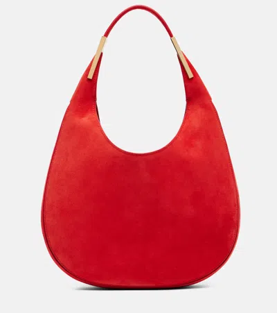 Savette Florence Small Suede Shoulder Bag In Red