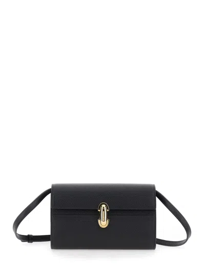 Savette Grained Calf Leather Shoulder Bag In Black