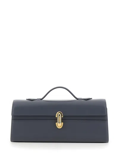 Savette Gray Slim Symmetry Clutch With Leather Zip Closure For Women