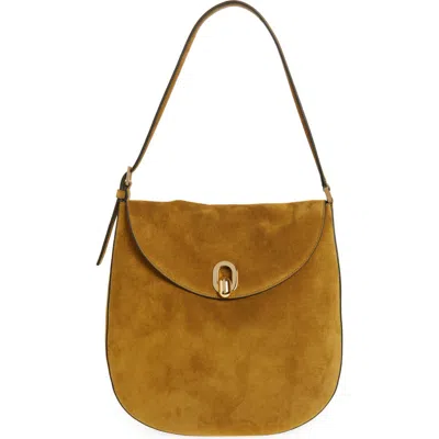 Savette Large Tondo Suede Hobo Bag In Sepia