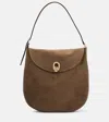 Savette Large Tondo Suede Shoulder Bag In Brown