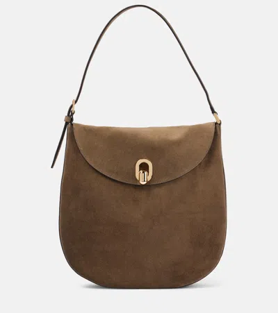 Savette Large Tondo Suede Shoulder Bag In Mink