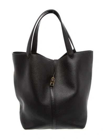 Pre-owned Savette Leather Bucket Bag In Black