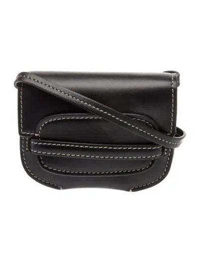Pre-owned Savette Leather Crossbody Bag In Black
