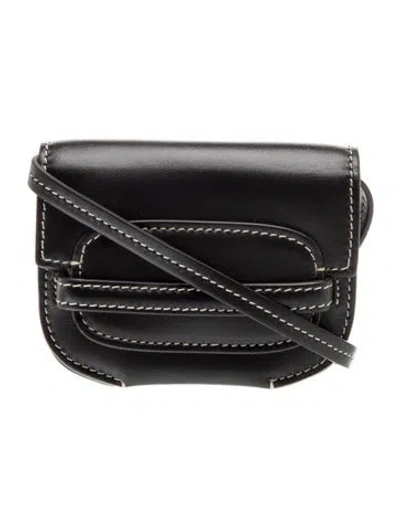 Pre-owned Savette Leather Crossbody Bag In Black
