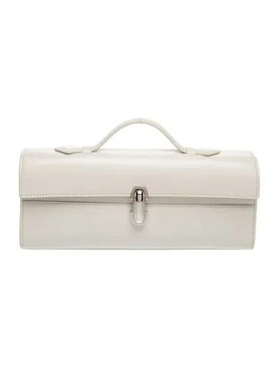 Pre-owned Savette Leather Slim Symmetry Pochette Mini In White