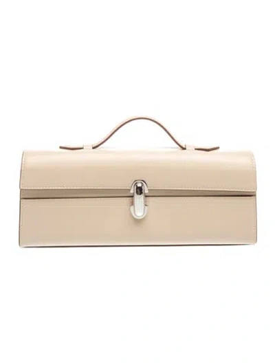 Pre-owned Savette Leather Slim Symmetry Pochette In Neutrals