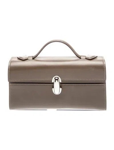 Pre-owned Savette Leather Symmetry Pochette Small In Grey
