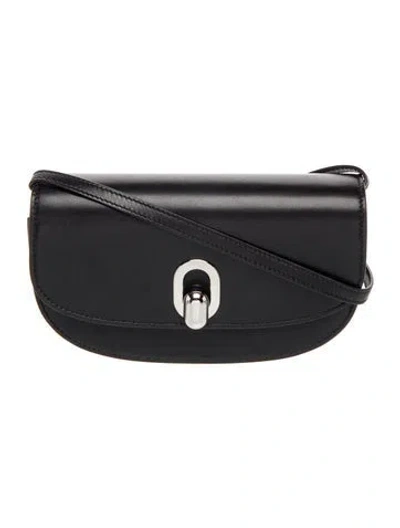 Pre-owned Savette Leather Tondo Crescent Crossbody Bag In Black