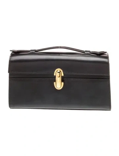 Pre-owned Savette Leather Top Handle Bag In Black