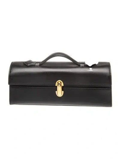 Pre-owned Savette Leather Top Handle Bag In Black