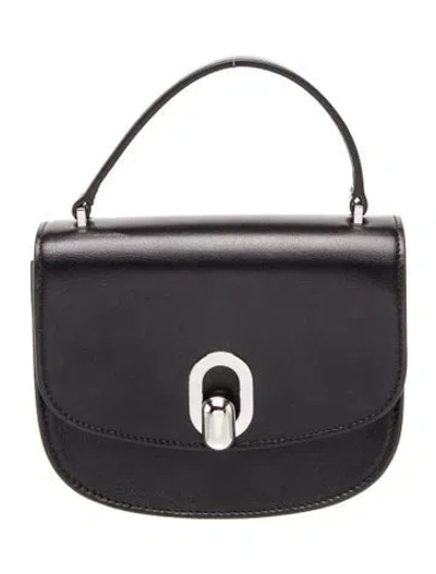 Pre-owned Savette Leather Top Handle Bag Mini In Black