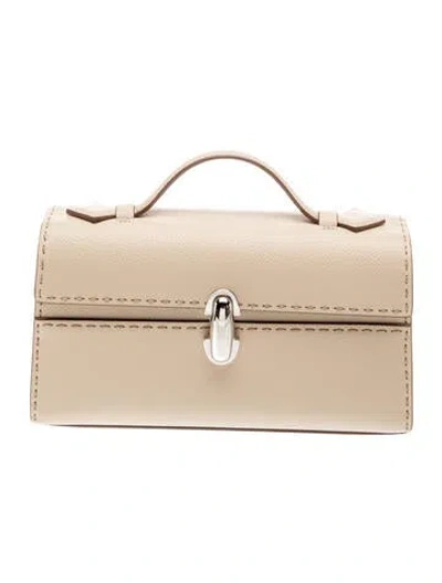 Pre-owned Savette Leather Top Handle Bag In Neutral