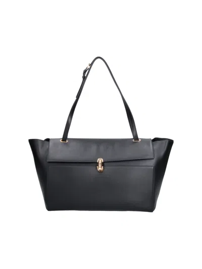 Savette Leather Tote Bag In Black