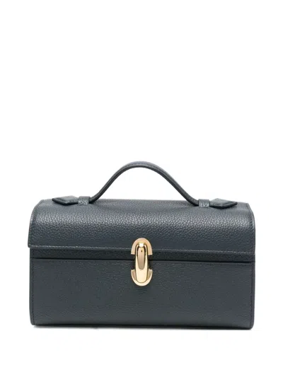 Savette Leather Tote Bag In Blue