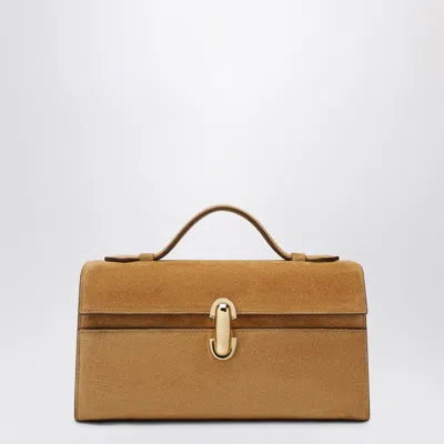 Savette Light Brown Suede Symmetry Pouch In Beige