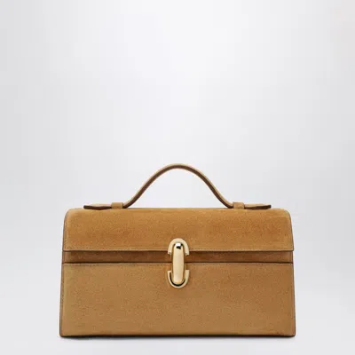 Savette Light Brown Suede Symmetry Pouch In Beige