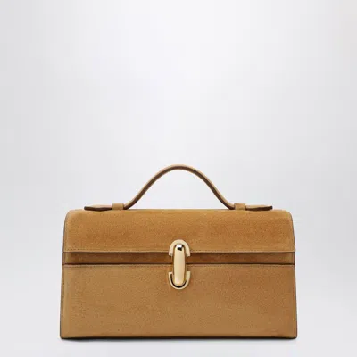 Savette Light Brown Suede Symmetry Pouch In Beige