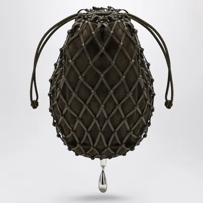 Savette Macramé Pouch In Brown Calf Leather