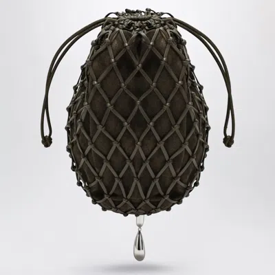 Savette Macramé Pouch In Brown Calf Leather