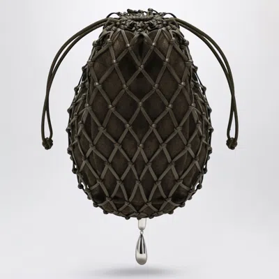 Savette Macramé Pouch In Brown Calf Leather