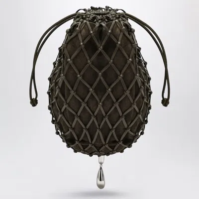 Savette Macramé Pouch In Brown Calf Leather