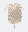 Savette Macramé Small Leather Pouch In Sand