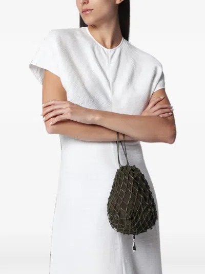 Savette Macrame Suede Pouch Bag In Burgundy