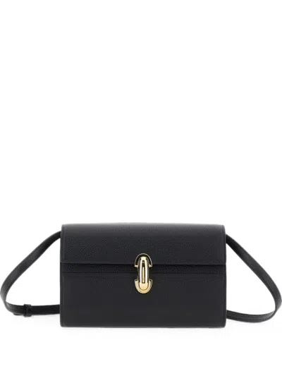 Savette Mini Symmetry Leather Crossbody Bag In Black