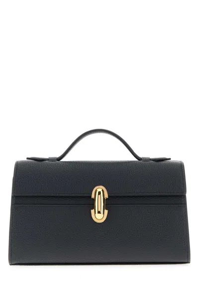 Savette Navy Blue Leather Symmetry Handbag In Pink