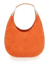 Savette Florence Small Orange Shoulder Bag With Open Top In Suede In Orange