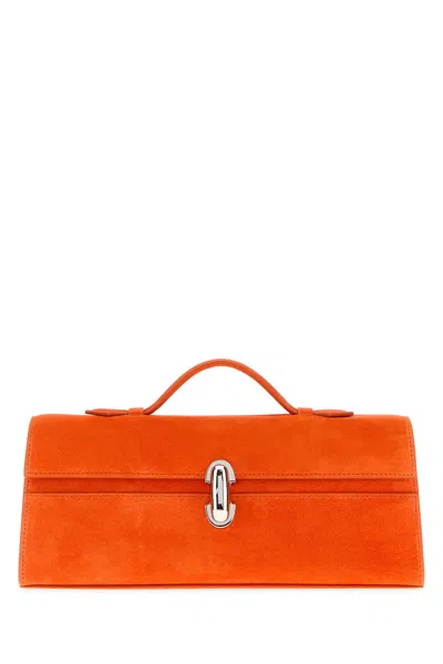 Savette Orange Suede Slim Symmetry Handbag