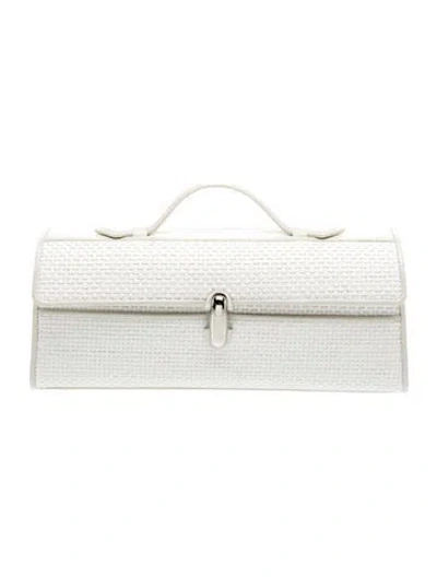 Pre-owned Savette Raffia Slim Symmetry In White