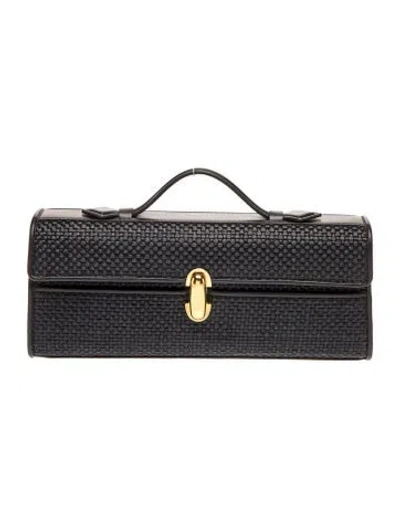 Pre-owned Savette Raffia Symmetry Small In Black