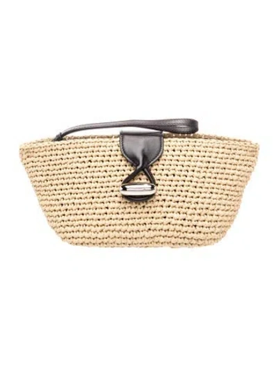 Pre-owned Savette Raffia Top Handle Bag In Neutrals
