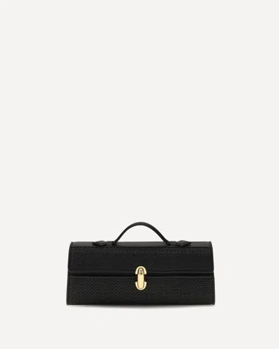 Savette Rafia Slim Symmetry Pochette In Black