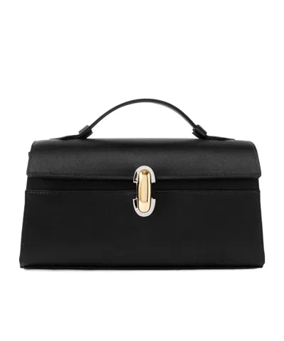Savette Satin Tote In Black