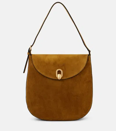 Savette Schultertasche Tondo Large Aus Veloursleder In Beige