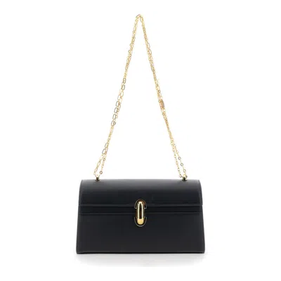 Savette Shoulder Bag Chain Symmetry With Smooth Black Leather Chain Detail For Women