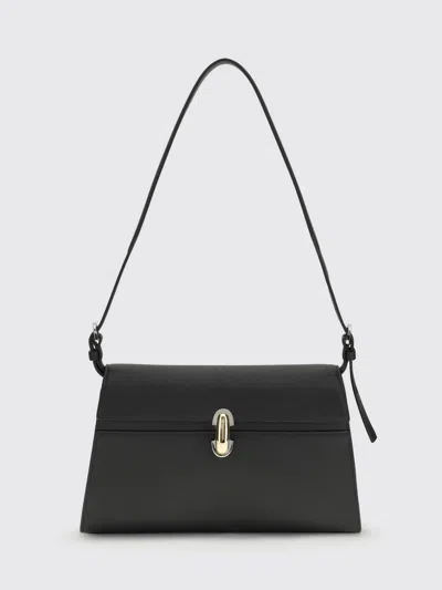 Savette Symmetry Shoulder Bag In Grained Calf Leather In Black