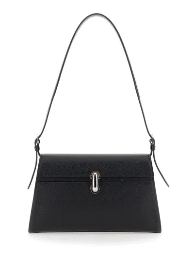 Savette 'simmetry' Black Shoulder Bag With Swivel Closure And Removable Shoulder Strap In Hammered L
