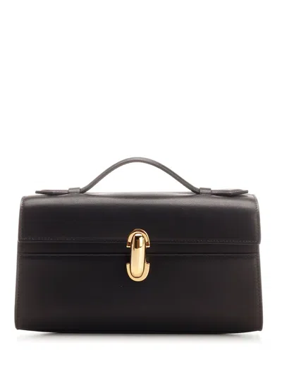 Savette The Symmetry Leather Top Handle Bag In Black