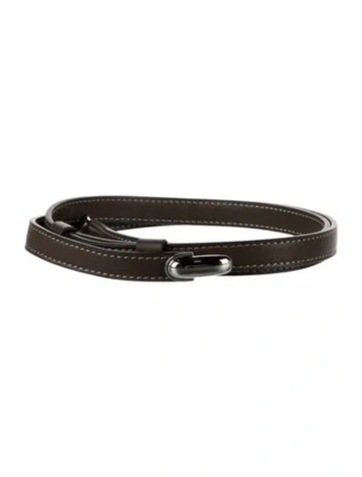Pre-owned Savette Skinny Leather Belt In Grey