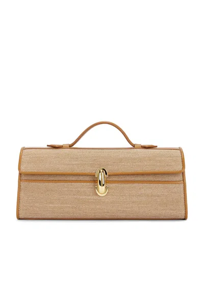 Savette Slim Symmetry Canvas Pochette Bag In Brown
