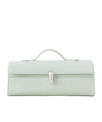 Savette Slim Symmetry Leather Tote In White